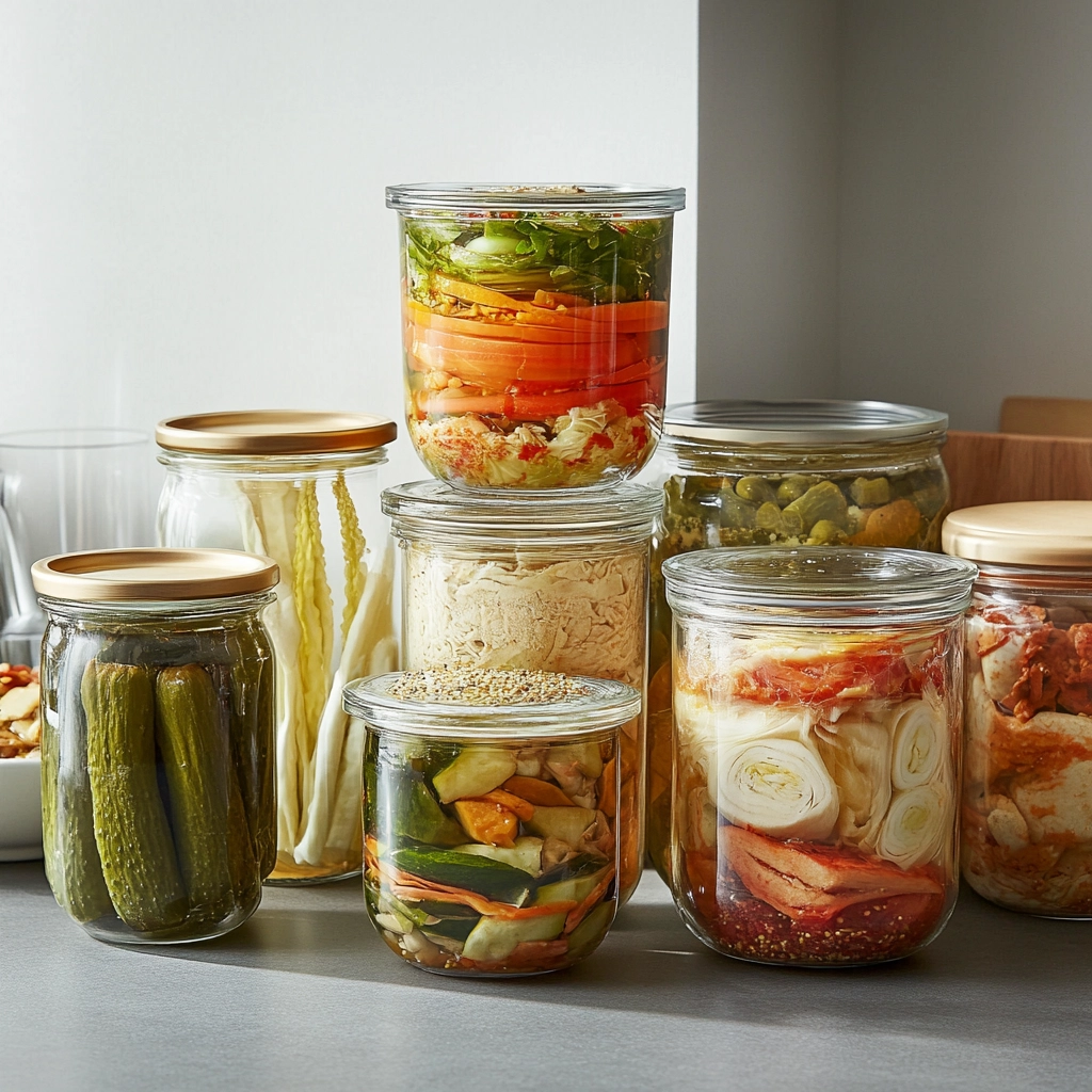 glass storage containers with wooden lids