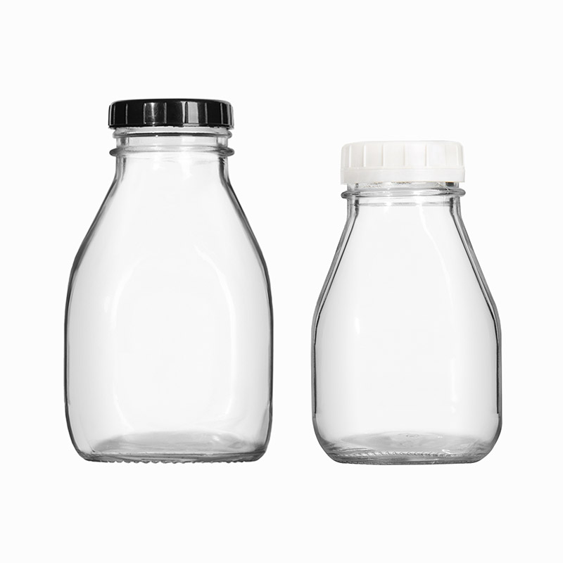 8 oz 16 oz Clear Mini Glass Milk Bottles With Lids