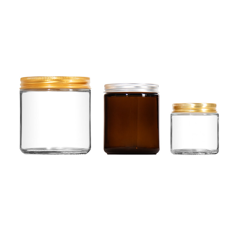 3 oz 8 oz 16 oz Amber Clear Straight Sided Candle Jar With Lid